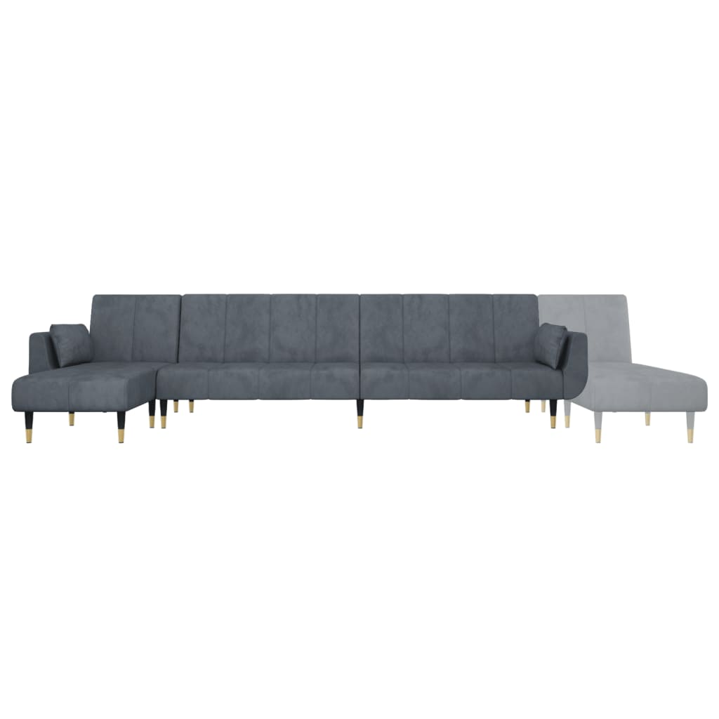 vidaXL L-shaped Sofa Bed Dark Gray 108.3"x55.1"x27.6" Velvet, Goodies N Stuff