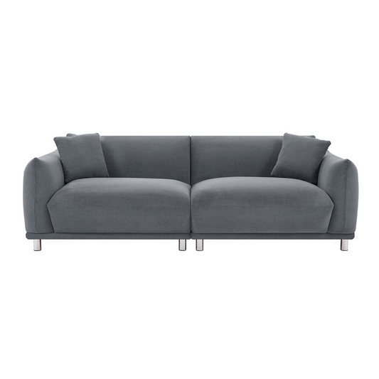 88.58" Sofa, Comfy Sofa Couch with Extra Deep Seats, Modern Sofa Bread-Like Sofa with 2 Pillows and Metal Feet with Anti-Skid Pads, DARK GREY.