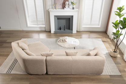 Modular Living room sofa set, modern minimalist style sofa, salon upholstered sleeper sofa, 2 PC free combination, round fiber fabric, anti-wrinkle fabric,  Brown, Goodies N Stuff