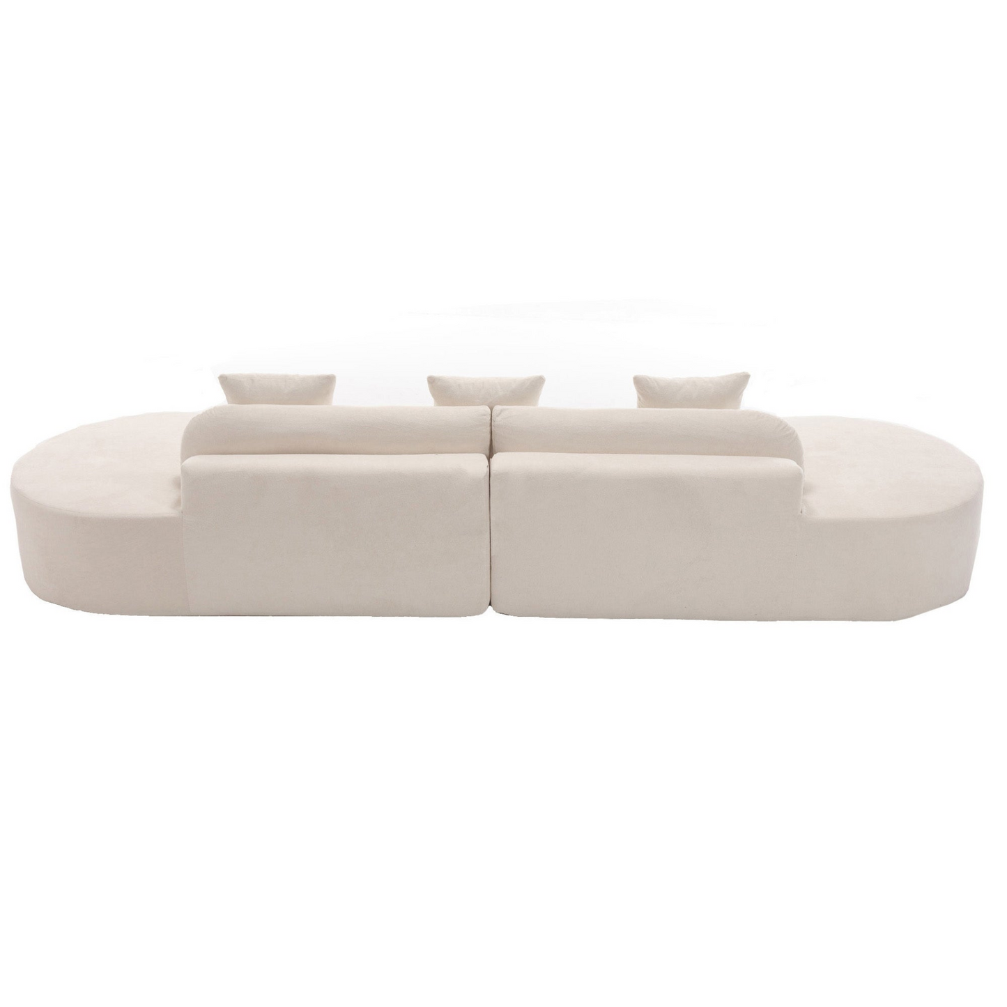 Modern curved combination sofa, terrycloth fabric sofa, minimalist sofa in living room, apartment, no assembly required, three  pillows,Beige, Goodies N Stuff