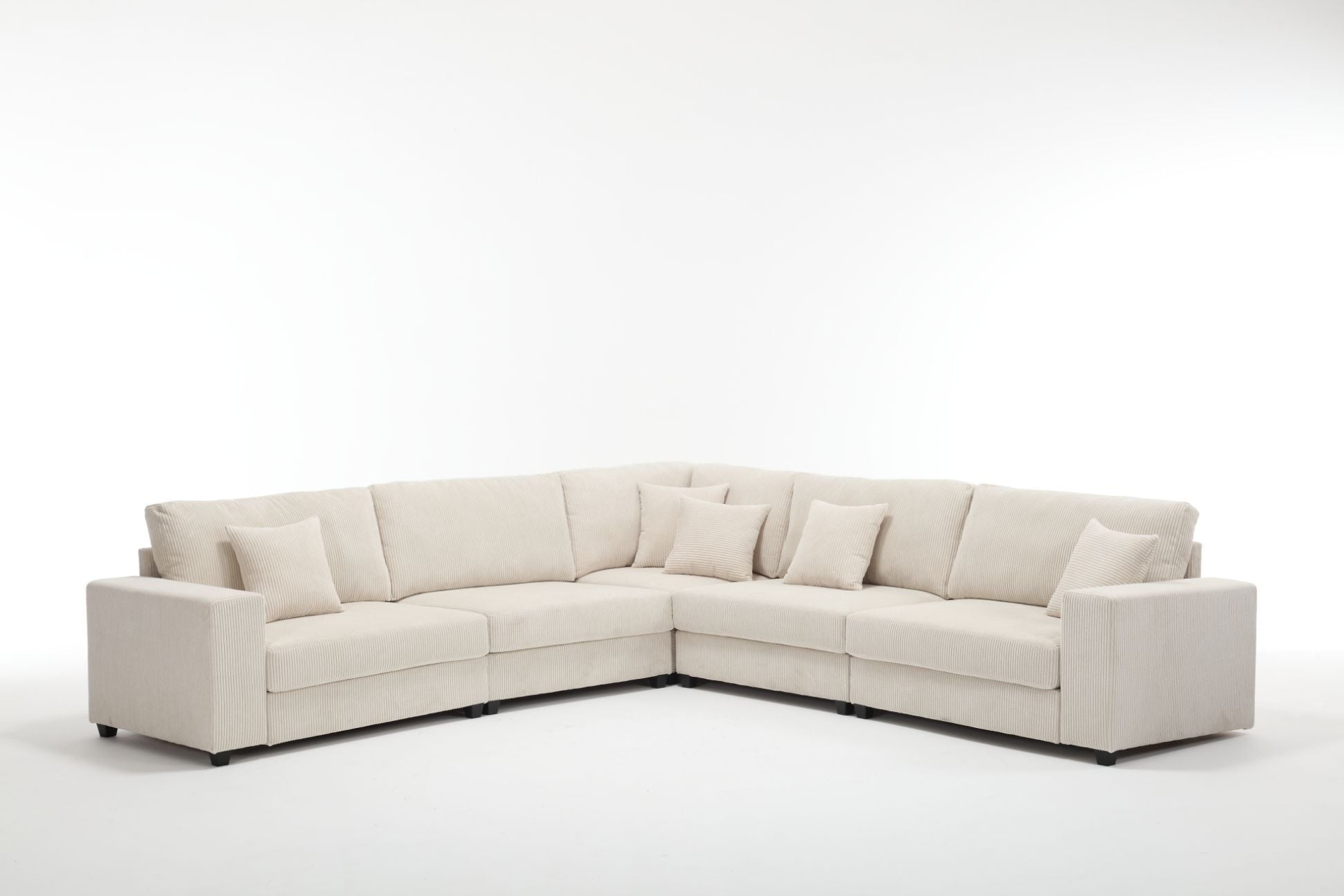 Oversized Modular Sectional Sofa Set,Corduroy Upholstered Deep Seat Comfy Sofa   Beige, Goodies N Stuff