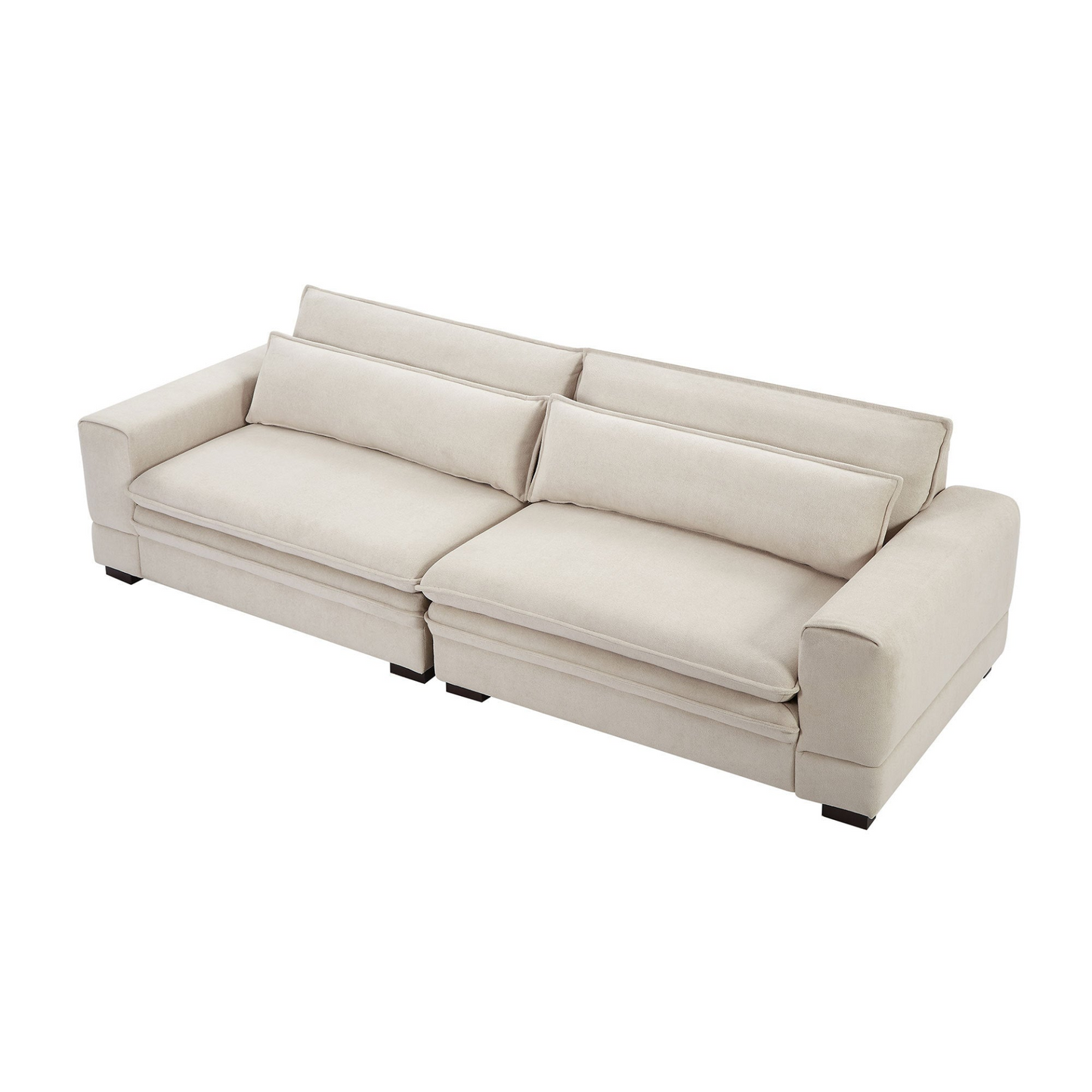 Mid-Century Sofa Couch Modern Upholstered Couch for Livingroom,Bedroom, Apartment, Home Office Beige, Goodies N Stuff