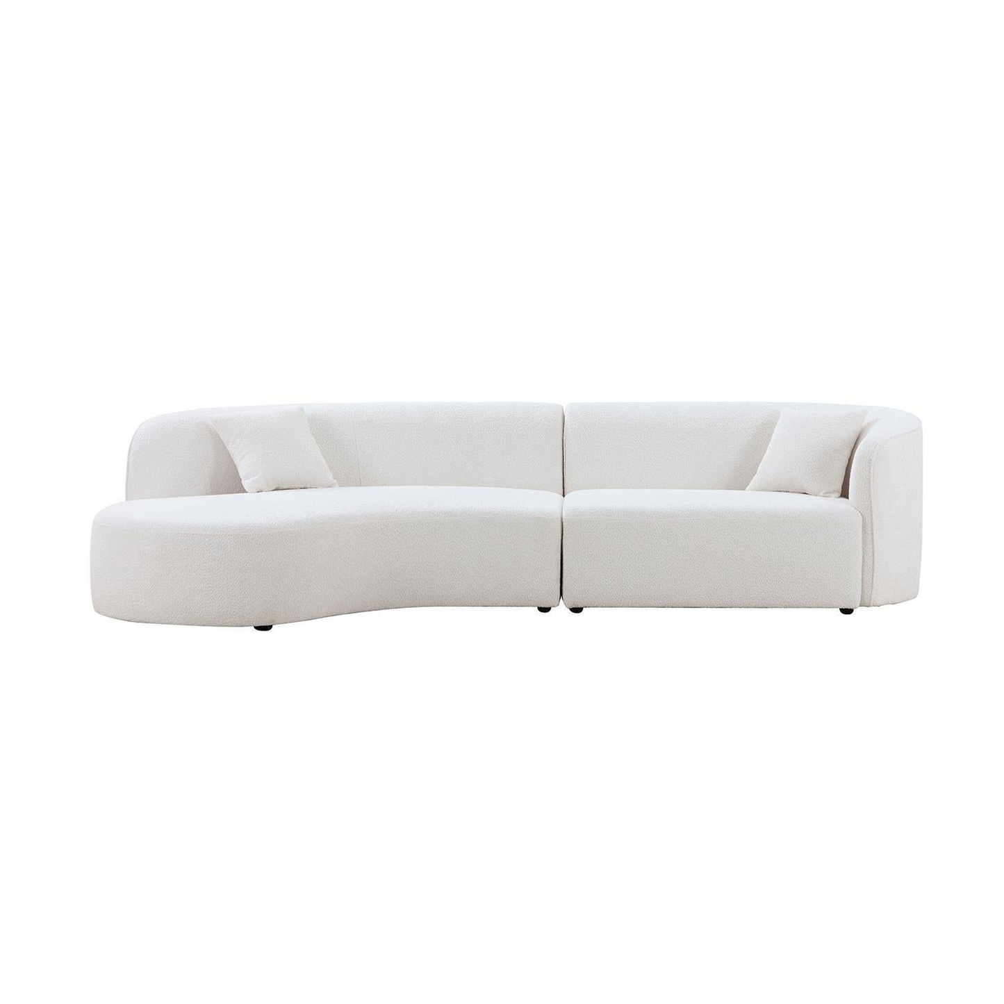 Luxury Modern Style Living Room Upholstery Curved Sofa with Chaise 2-Piece Set, Left Hand Facing Sectional,  Boucle Couch, White, Goodies N Stuff