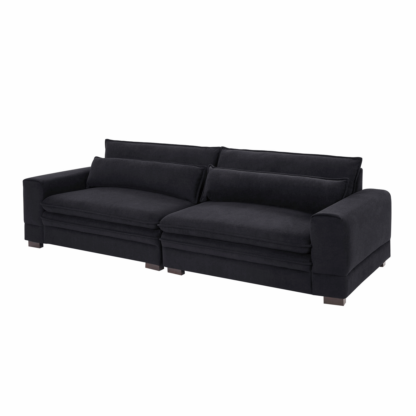 104.72 inch Fabric Couches for Living Room, Mid Century Modern Sofas  for Bedroom, Apartment, Office BLACK, Goodies N Stuff