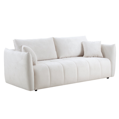 85'' Modern Fabric Sectional Couch Sofa 3 Seater Sofa with 3 Pillows for Living Room, bedroom, livingroom Beige, Goodies N Stuff