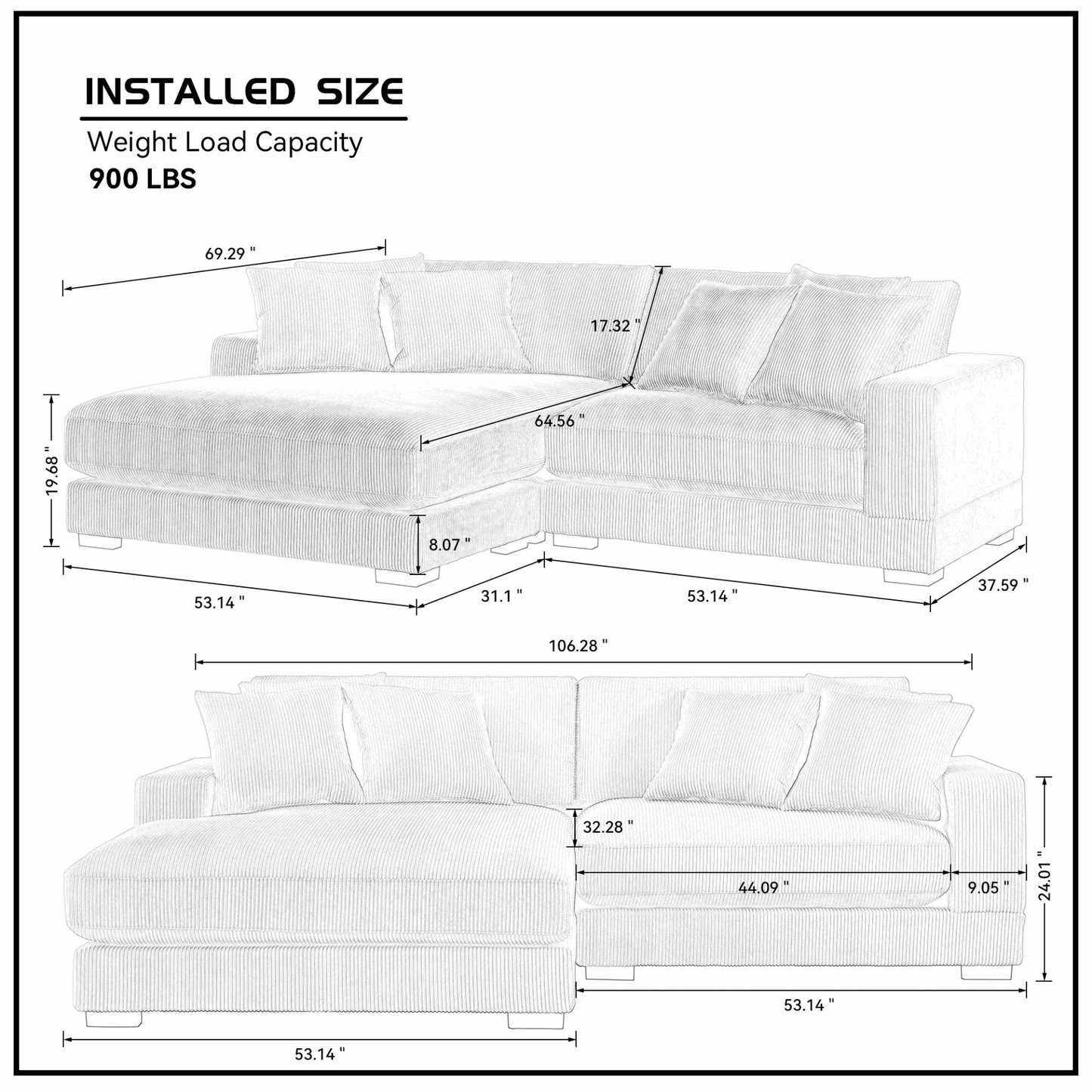 106.28inch Sectional Couch Covers L Shaped Sofa Covers Chaise Lounge Cover 2 Pieces Sofa Cover Soft for living room,office,BEIGE, Goodies N Stuff