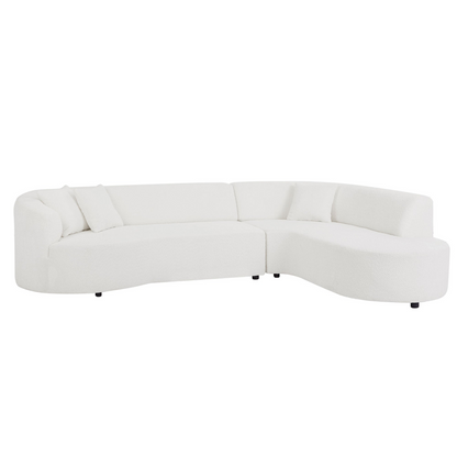 Convertible Modular Sectional Sofa with Right Chaises L-Shaped Corner Comfy Upholstered Couch Living Room Furniture Sets.WHITE, Goodies N Stuff