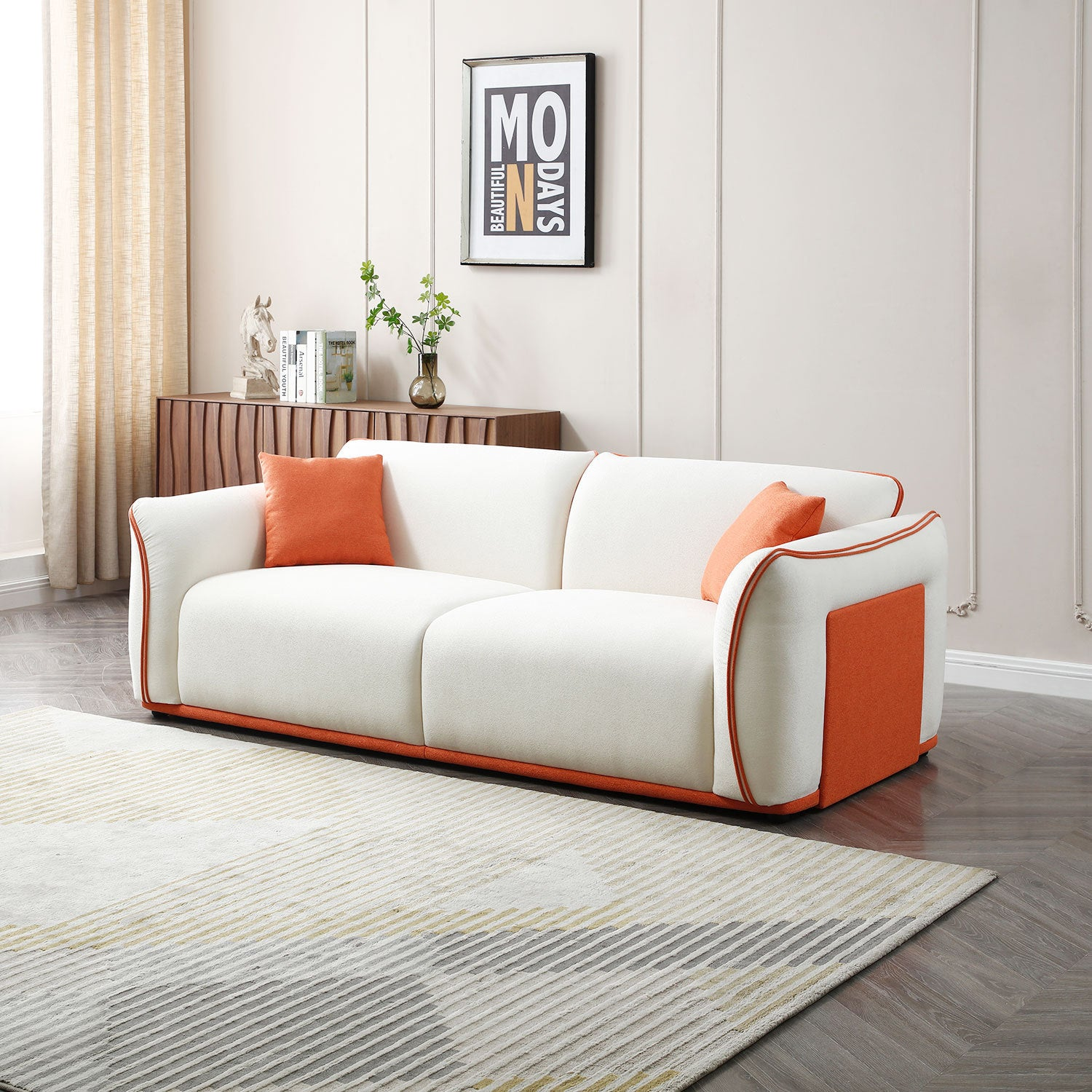 Beige Couch Upholstered Sofa, Modern Sofa for Living Room, Couch for Small Spaces., Goodies N Stuff