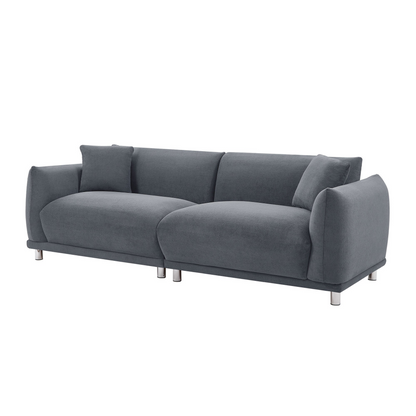 88.58" Sofa, Comfy Sofa Couch with Extra Deep Seats, Modern Sofa Bread-Like Sofa with 2 Pillows and Metal Feet with Anti-Skid Pads, DARK GREY.