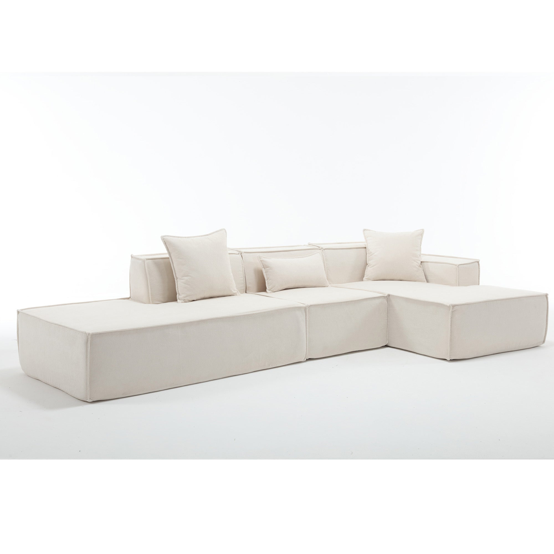 Modular combination living room sofa set, modern minimalist sofa, free installation sofa, L-shaped, Italian minimalist tofu block sofa, Beige, Goodies N Stuff