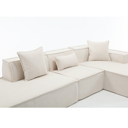 Modular combination living room sofa set, modern minimalist sofa, free installation sofa, L-shaped, Italian minimalist tofu block sofa, Beige, Goodies N Stuff