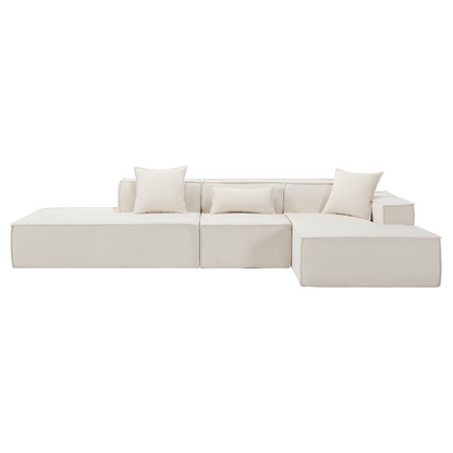 Modular combination living room sofa set, modern minimalist sofa, free installation sofa, L-shaped, Italian minimalist tofu block sofa, Beige, Goodies N Stuff