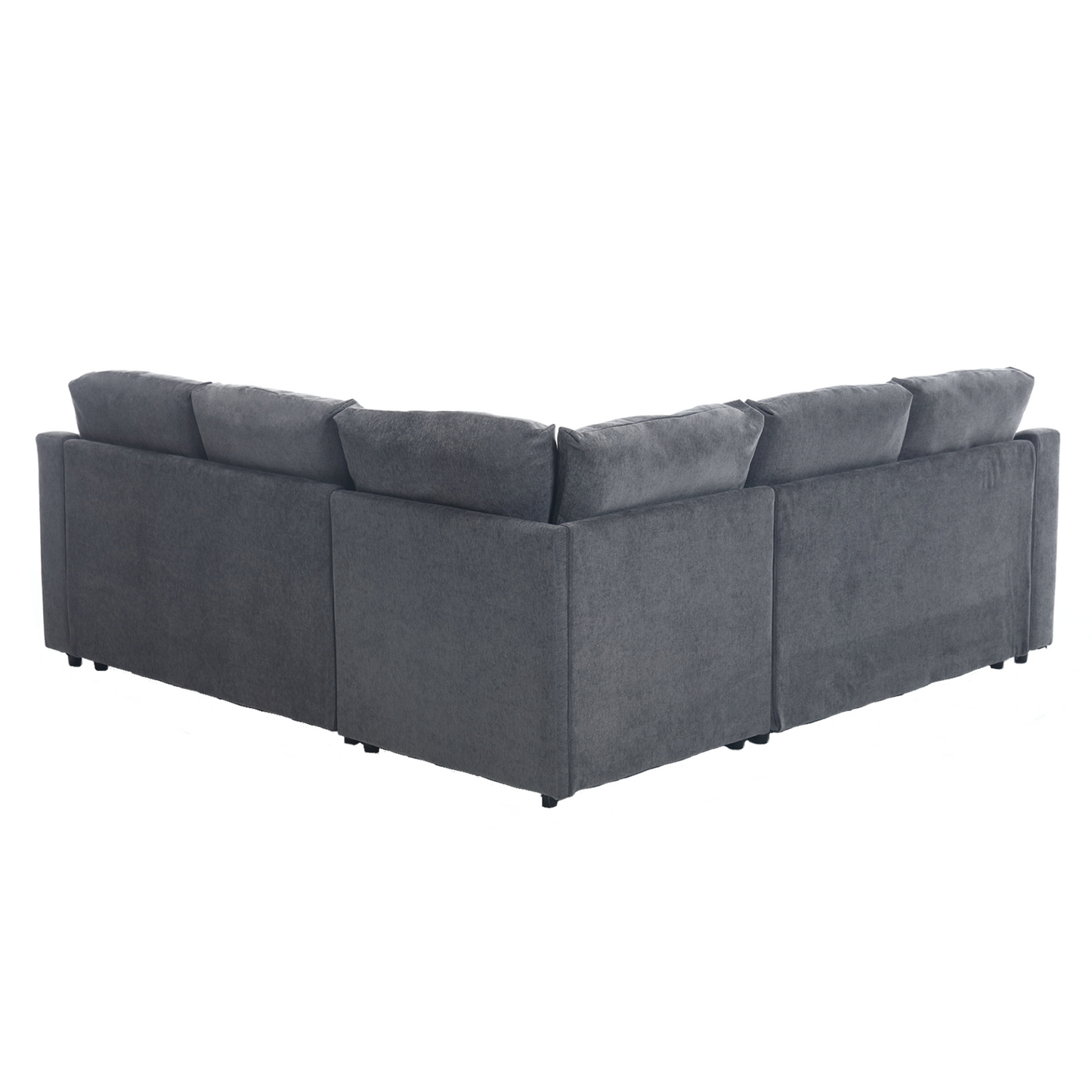 L-shaped sofa with pull-out sofa bed, Corner Sofa,comfortable living room furniture set, sleeper sofa bed,Corner seat for two with broaching sofa,Rivet DeChenille,Gray, Goodies N Stuff