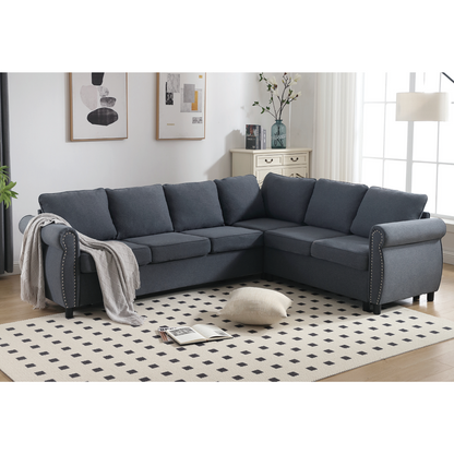 Sleeper Sofa, 2 in 1 Pull Out Couch Bed,6 seater sofa bed, L Shaped Sleeper Sectional Sofa Couch,Riveted sofa,104'' Large combined sofa Bed in living room, Dark Gray, Goodies N Stuff