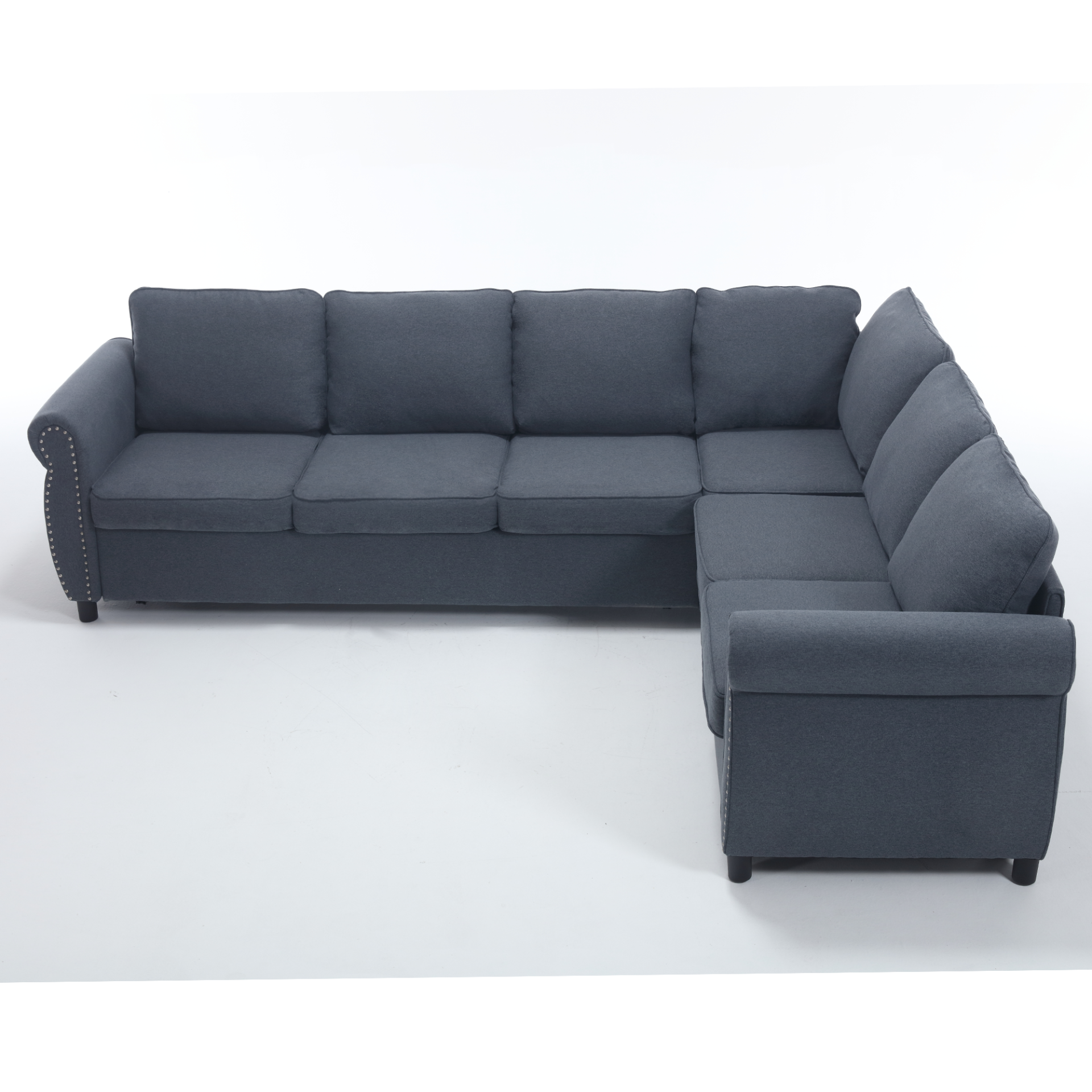 Sleeper Sofa, 2 in 1 Pull Out Couch Bed,6 seater sofa bed, L Shaped Sleeper Sectional Sofa Couch,Riveted sofa,104'' Large combined sofa Bed in living room, Dark Gray, Goodies N Stuff