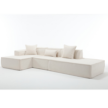 Modular combination living room sofa set, modern minimalist sofa, free installation sofa, L-shaped, Italian minimalist tofu block sofa, Beige, Goodies N Stuff