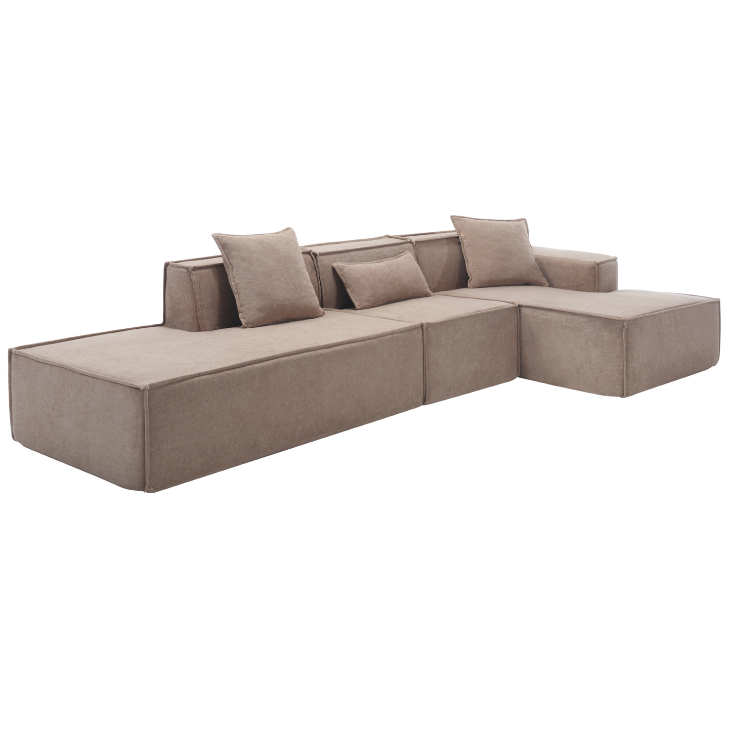 Modular combination living room sofa set, modern minimalist sofa, free installation sofa, L-shaped, Italian minimalist tofu block sofa,  Right-Hand Facing,Light Brown, Goodies N Stuff