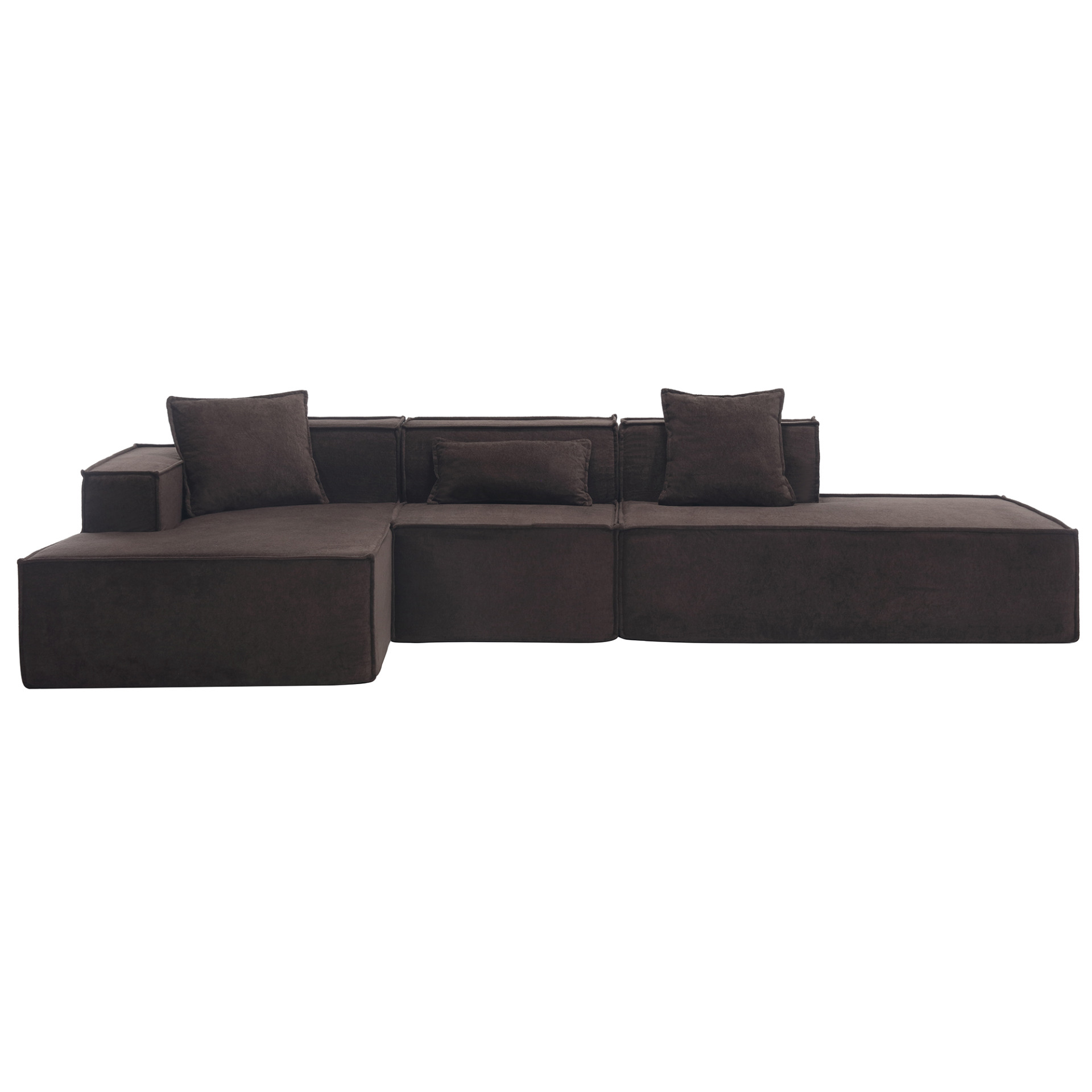 Modular combination living room sofa set, modern minimalist sofa, free installation sofa, L-shaped, Italian minimalist tofu block sofa, Left-Hand Facing,Dark brown, Goodies N Stuff