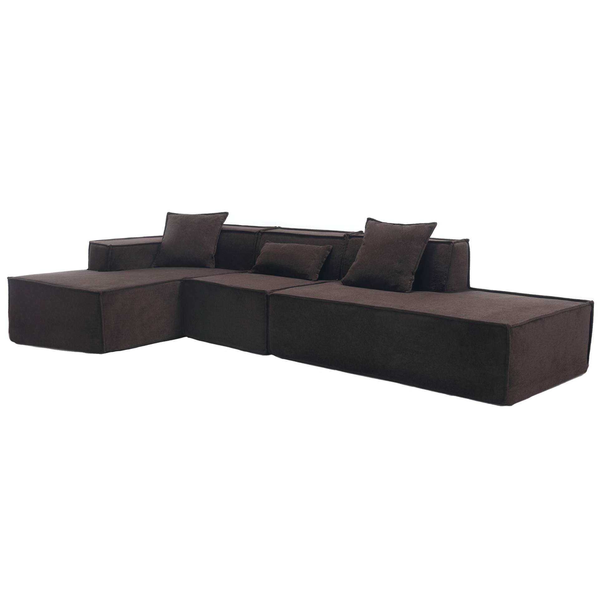 Modular combination living room sofa set, modern minimalist sofa, free installation sofa, L-shaped, Italian minimalist tofu block sofa, Left-Hand Facing,Dark brown, Goodies N Stuff