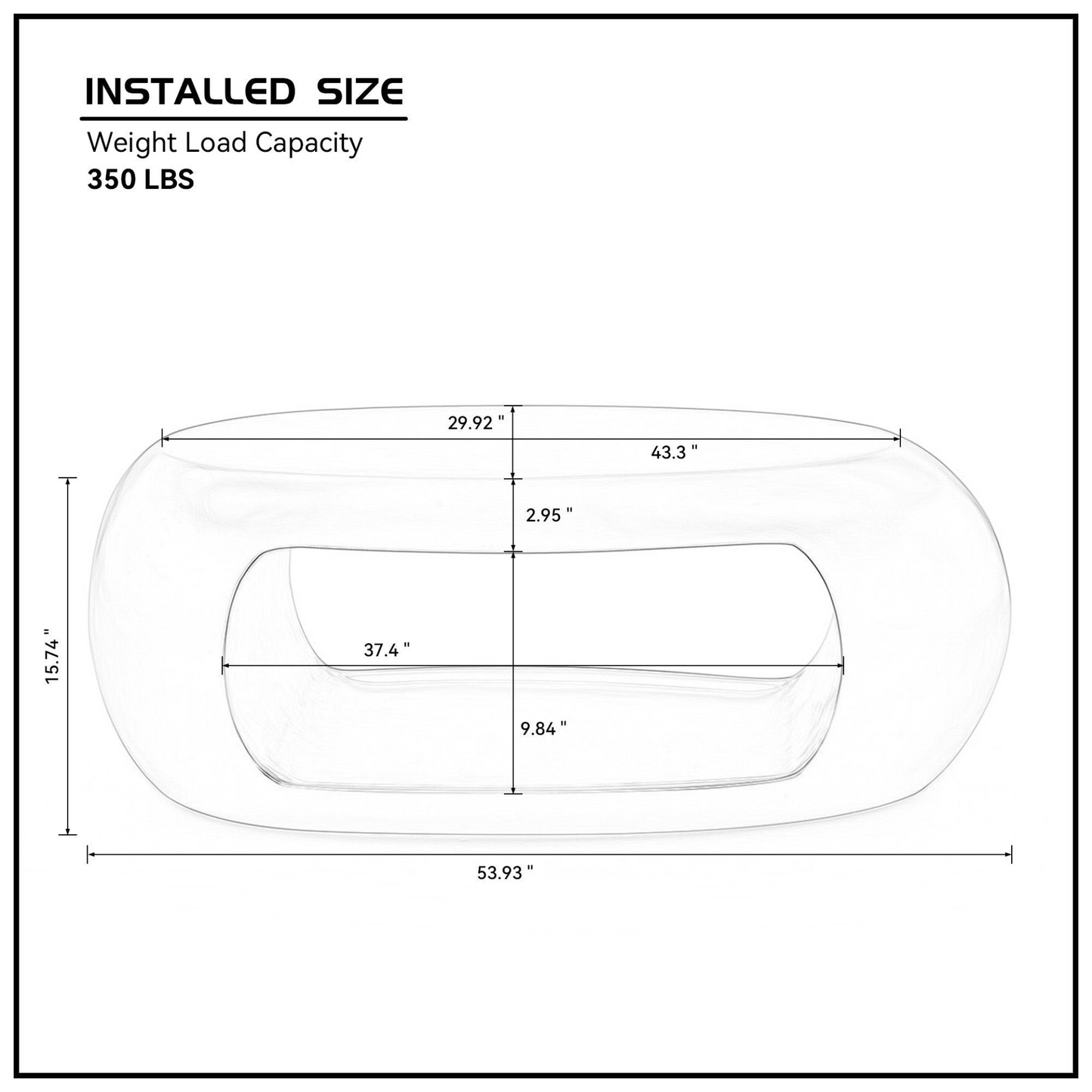 53.93" Oval Coffee Table, Sturdy Fiberglass table for Living Room, White, No Need Assembly, Goodies N Stuff