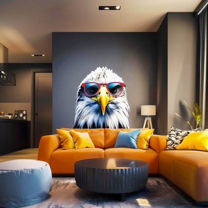 Wise Bald Eagle with Glasses Wall Decal - Vibrant Watercolor Bird Sticker, Goodies N Stuff