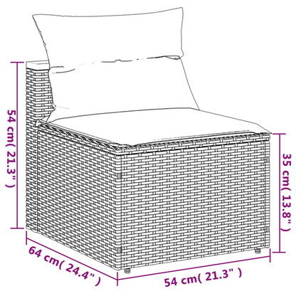 vidaXL 5 Piece Patio Sofa Set with Cushions Gray Poly Rattan Acacia, Goodies N Stuff