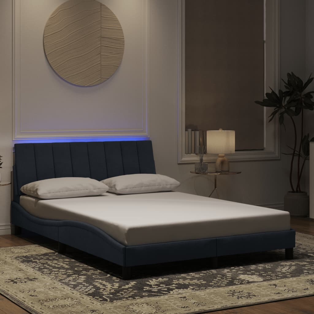vidaXL Bed Frame with LED Lights Dark Gray 53.9"x74.8" Full Velvet, Goodies N Stuff