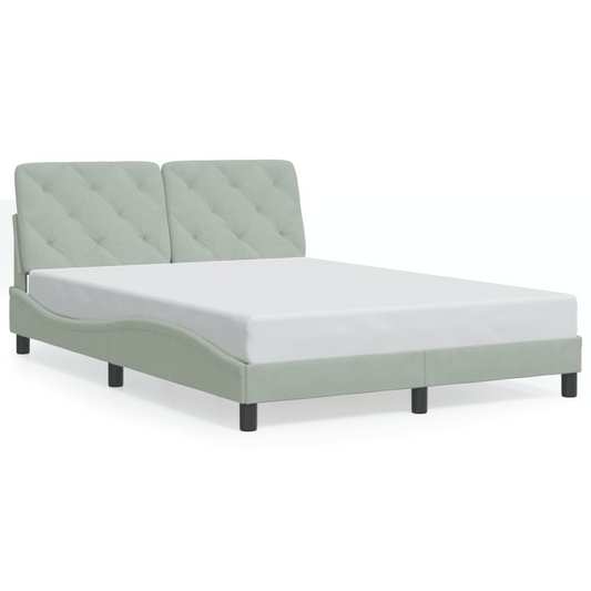 vidaXL Bed Frame with LED Lights Light Gray 53.9"x74.8" Full Velvet, Goodies N Stuff