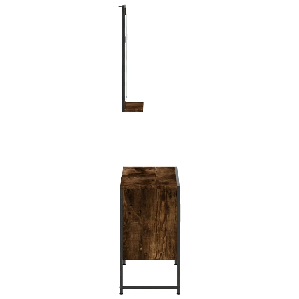 vidaXL 2 Piece Bathroom Cabinet Set Smoked Oak Engineered Wood, Goodies N Stuff