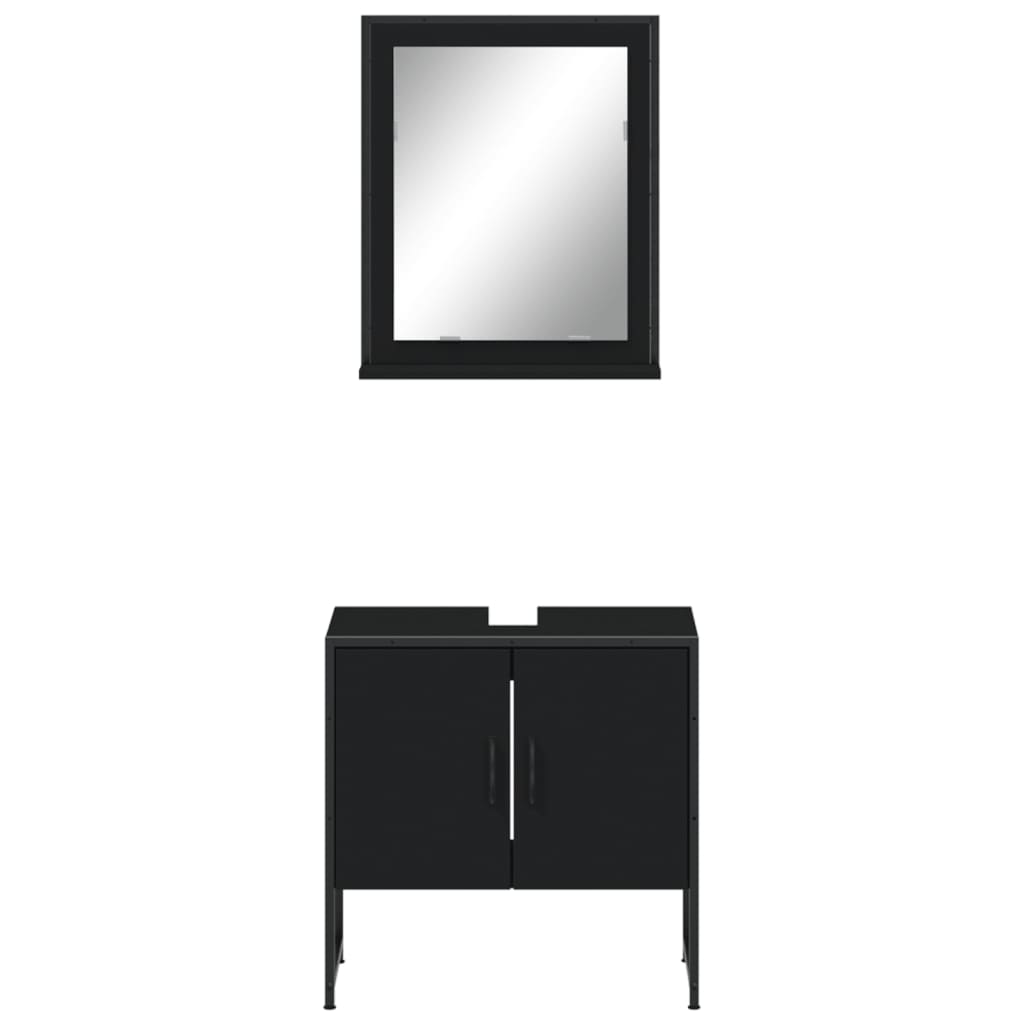 vidaXL 2 Piece Bathroom Cabinet Set Black Engineered Wood, Goodies N Stuff