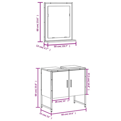 vidaXL 2 Piece Bathroom Cabinet Set Black Engineered Wood, Goodies N Stuff