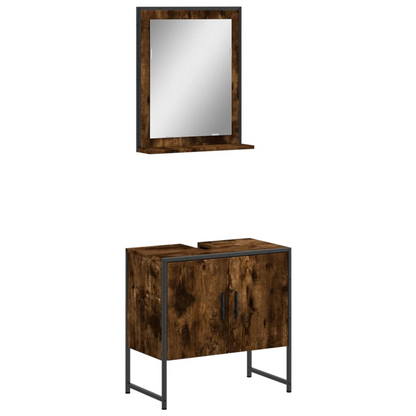 vidaXL 2 Piece Bathroom Cabinet Set Smoked Oak Engineered Wood, Goodies N Stuff