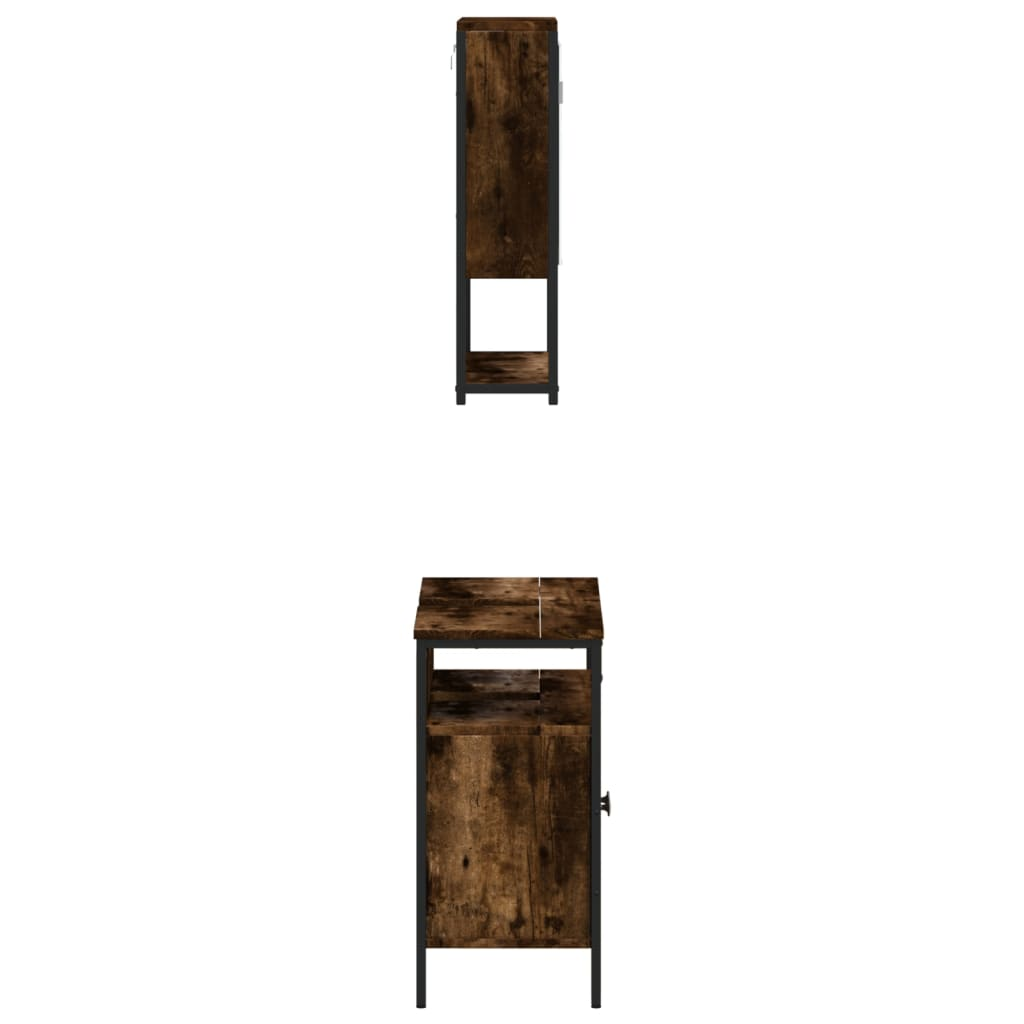 vidaXL 2 Piece Bathroom Furniture Set Smoked Oak Engineered Wood, Goodies N Stuff