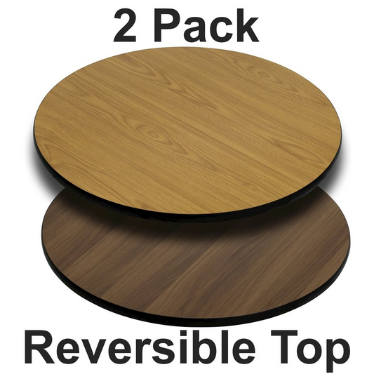 2 Pk. 42'' Round Table Top with Natural or Walnut Reversible Laminate Top, Goodies N Stuff