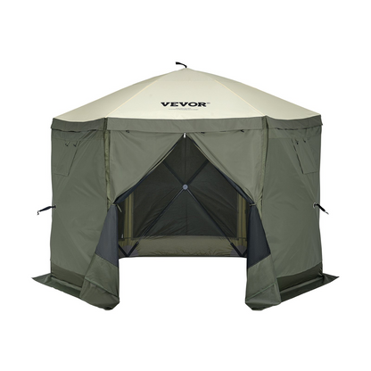 VEVOR Pop Up Gazebo Tent, Pop-Up Screen Tent 6 Sided Canopy Sun Shelter with 6 Removable Privacy Wind Cloths & Mesh Windows, 10x10FT Quick Set Screen Tent with Mosquito Netting, Army Green, Goodies N Stuff