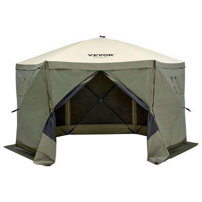 VEVOR Pop Up Gazebo Tent, Pop-Up Screen Tent 6 Sided Canopy Sun Shelter with 6 Removable Privacy Wind Cloths & Mesh Windows, 12x12FT Quick Set Screen Tent with Mosquito Netting, Army Green, Goodies N Stuff