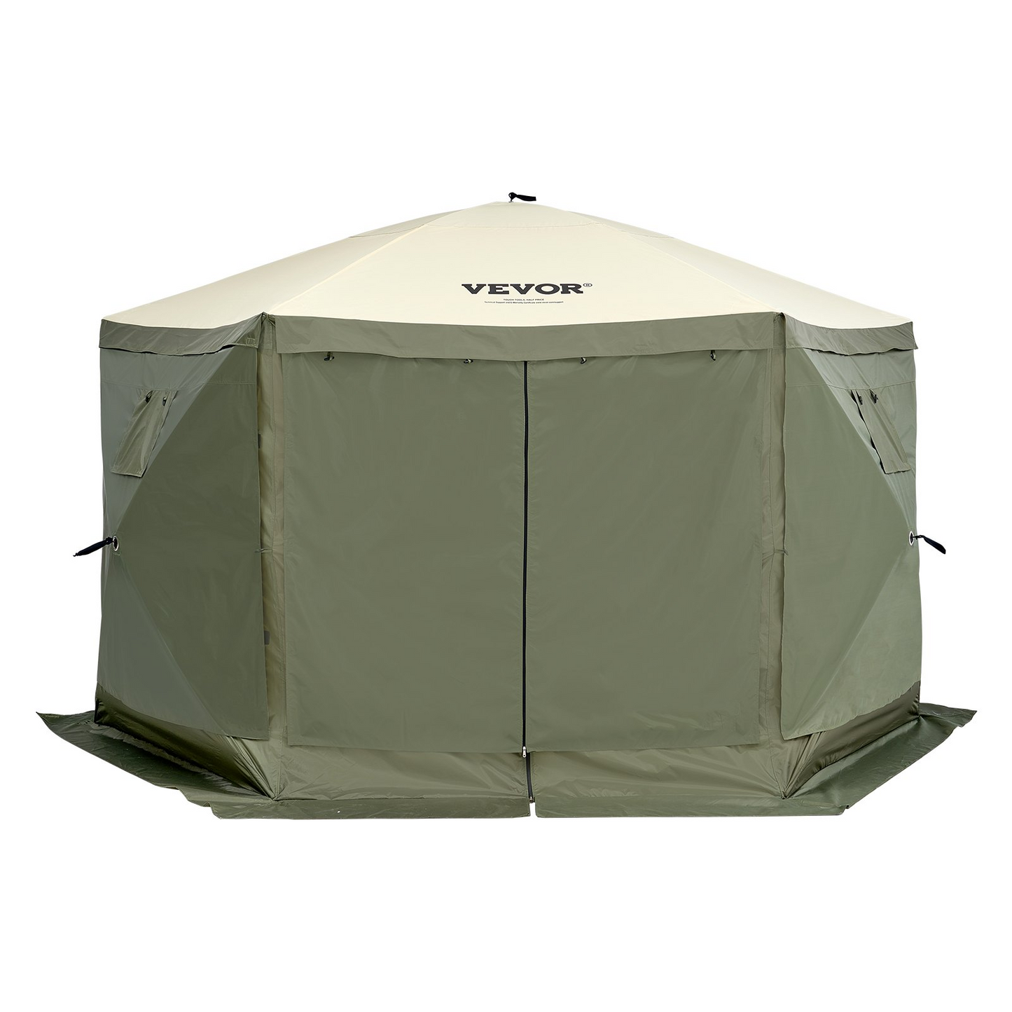 VEVOR Pop Up Gazebo Tent, Pop-Up Screen Tent 6 Sided Canopy Sun Shelter with 6 Removable Privacy Wind Cloths & Mesh Windows, 12x12FT Quick Set Screen Tent with Mosquito Netting, Army Green, Goodies N Stuff