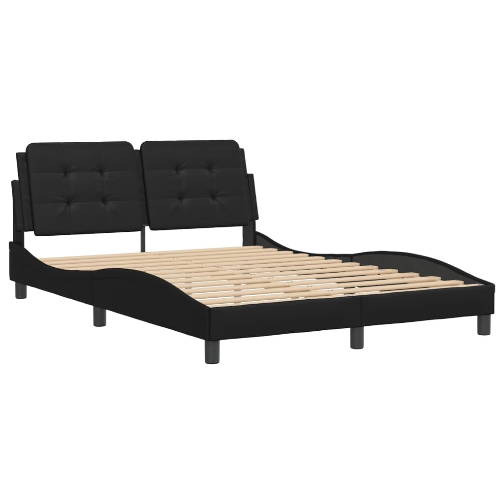 vidaXL Bed Frame with Headboard Black 53.9"x74.8" Full Faux Leather, Goodies N Stuff