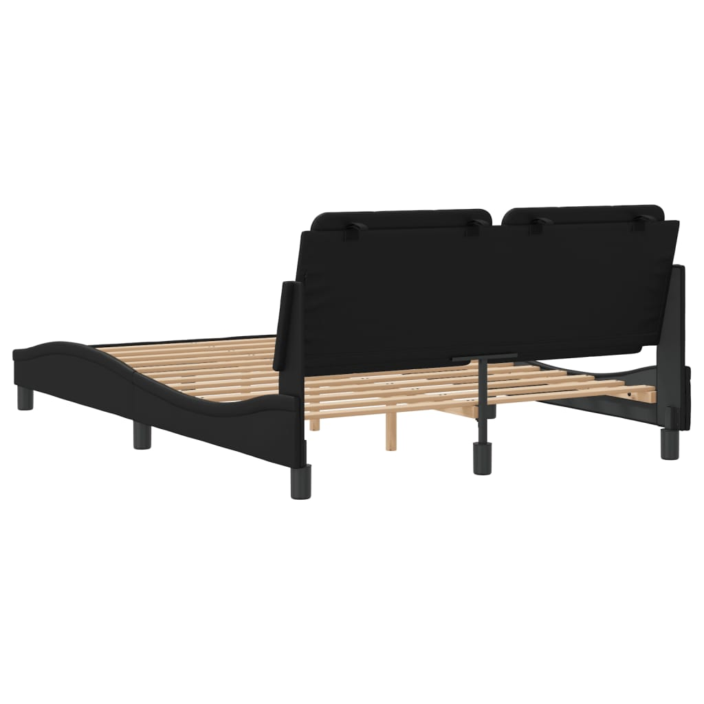 vidaXL Bed Frame with Headboard Black 53.9"x74.8" Full Faux Leather, Goodies N Stuff