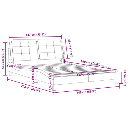 vidaXL Bed Frame with Headboard Black 53.9"x74.8" Full Faux Leather, Goodies N Stuff