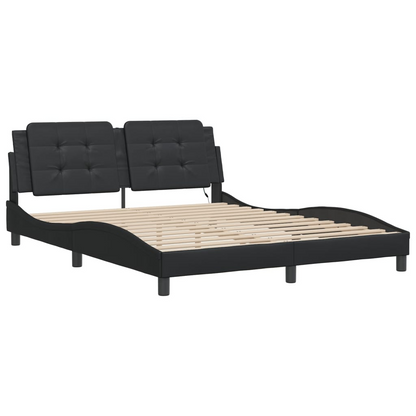 vidaXL Bed Frame with LED Light Black 59.8"x79.9" Queen Faux Leather, Goodies N Stuff