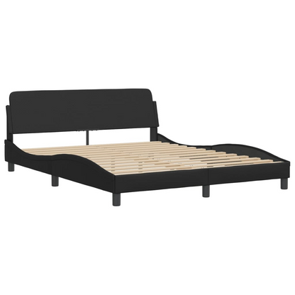 vidaXL Bed Frame with LED Light Black 59.8"x79.9" Queen Faux Leather, Goodies N Stuff