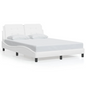 vidaXL Bed Frame with LED Light White 53.9"x74.8" Full Faux Leather, Goodies N Stuff