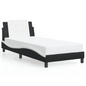 vidaXL Bed Frame with LED Light Black and White 39.4"x79.9" Twin XL Faux Leather, Goodies N Stuff