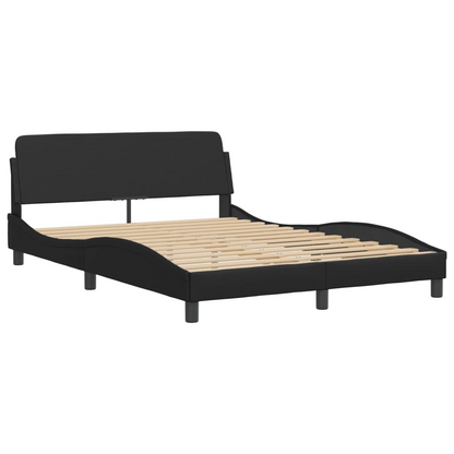 vidaXL Bed Frame with LED Light Black 53.9"x74.8" Full Faux Leather, Goodies N Stuff