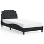 vidaXL Bed Frame with LED Light Black 39.4"x79.9" Twin XL Faux Leather, Goodies N Stuff