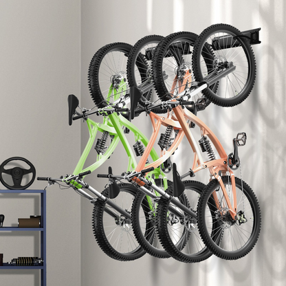 VEVOR Bike Storage Rack, 4 Bike Racks and 2 Helmets Hooks, Wall Mount Bike Storage Hanger, Home & Garage Organizer, Customizable for Various Bike Sizes, Adjustable Holder, Holds Up to 200 lbs, 36-inch, Goodies N Stuff