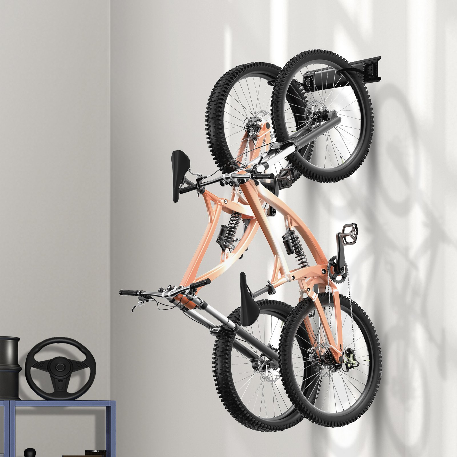 VEVOR Bike Storage Rack, 2 Bike Racks, Wall Mount Bike Storage Hanger, Home and Garage Organizer, Customizable for Various Bike Sizes, Adjustable Holder for Space Saving, Holds Up to 100 lbs, 17-inch, Goodies N Stuff