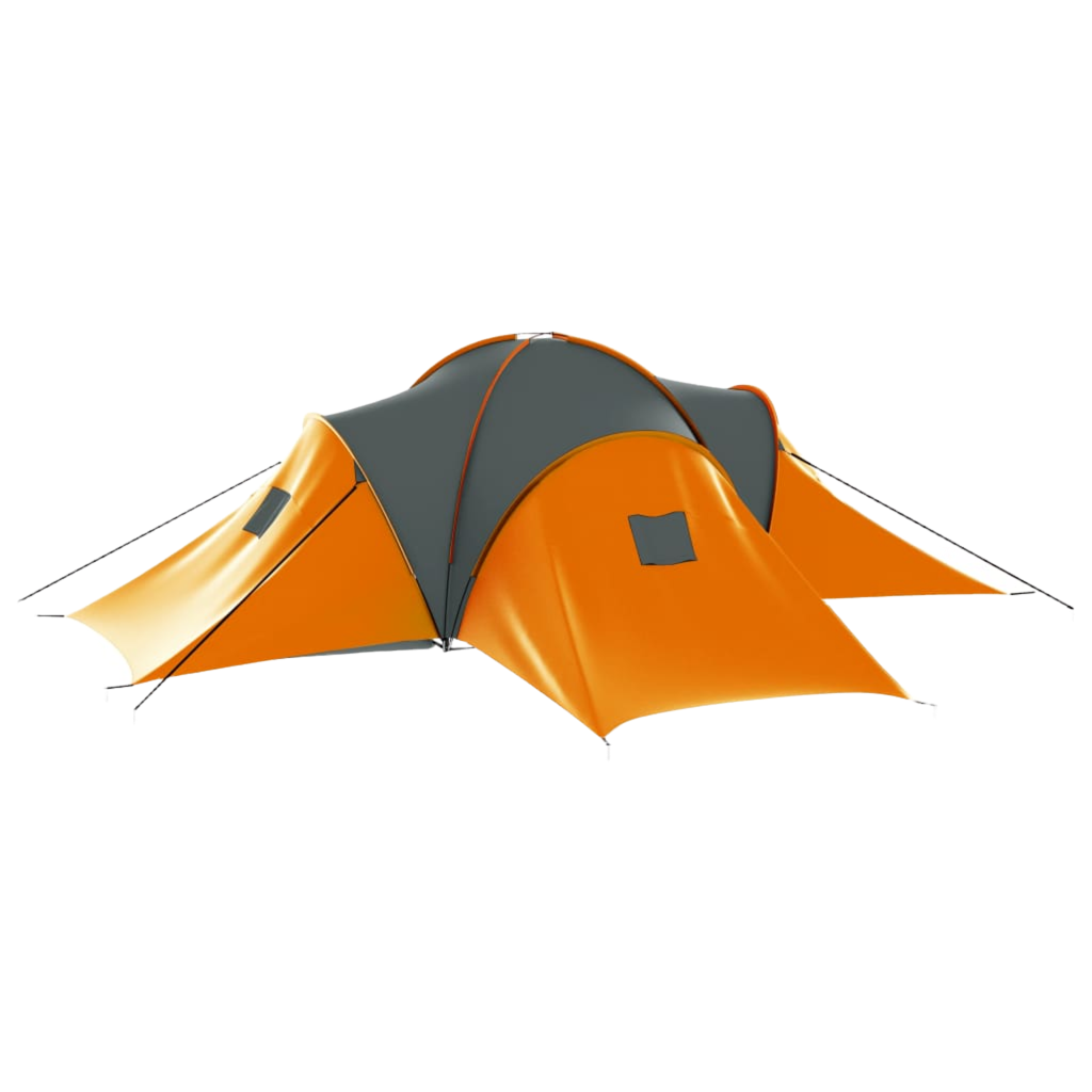 vidaXL Camping Tent 9 Persons Fabric Gray and Orange - Spacious and Easy to Set Up, Goodies N Stuff