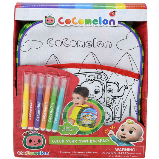 CoCoMelon Color Your Own Backpack Activity Set, Goodies N Stuff